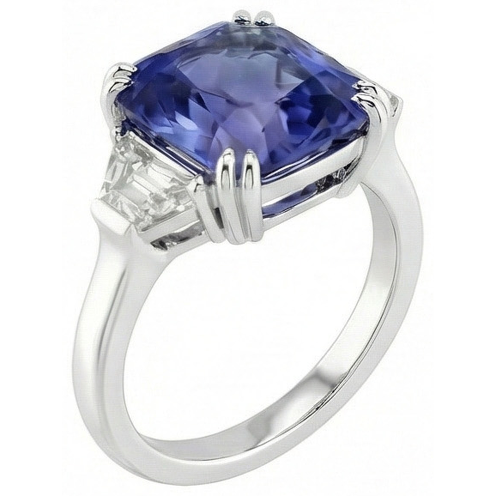 naturel radiant saphir 4carats bague vue de dessus
