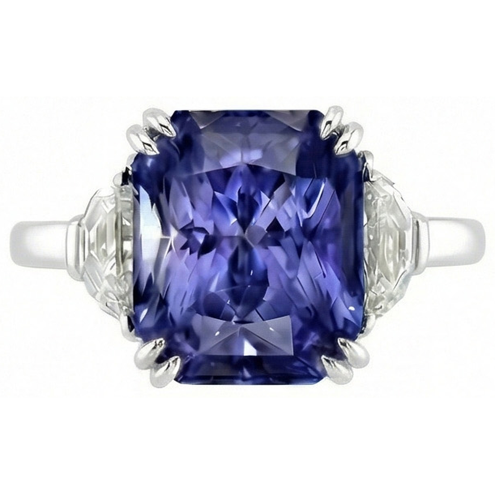naturel radiant saphir 4carats bague détail rapproché