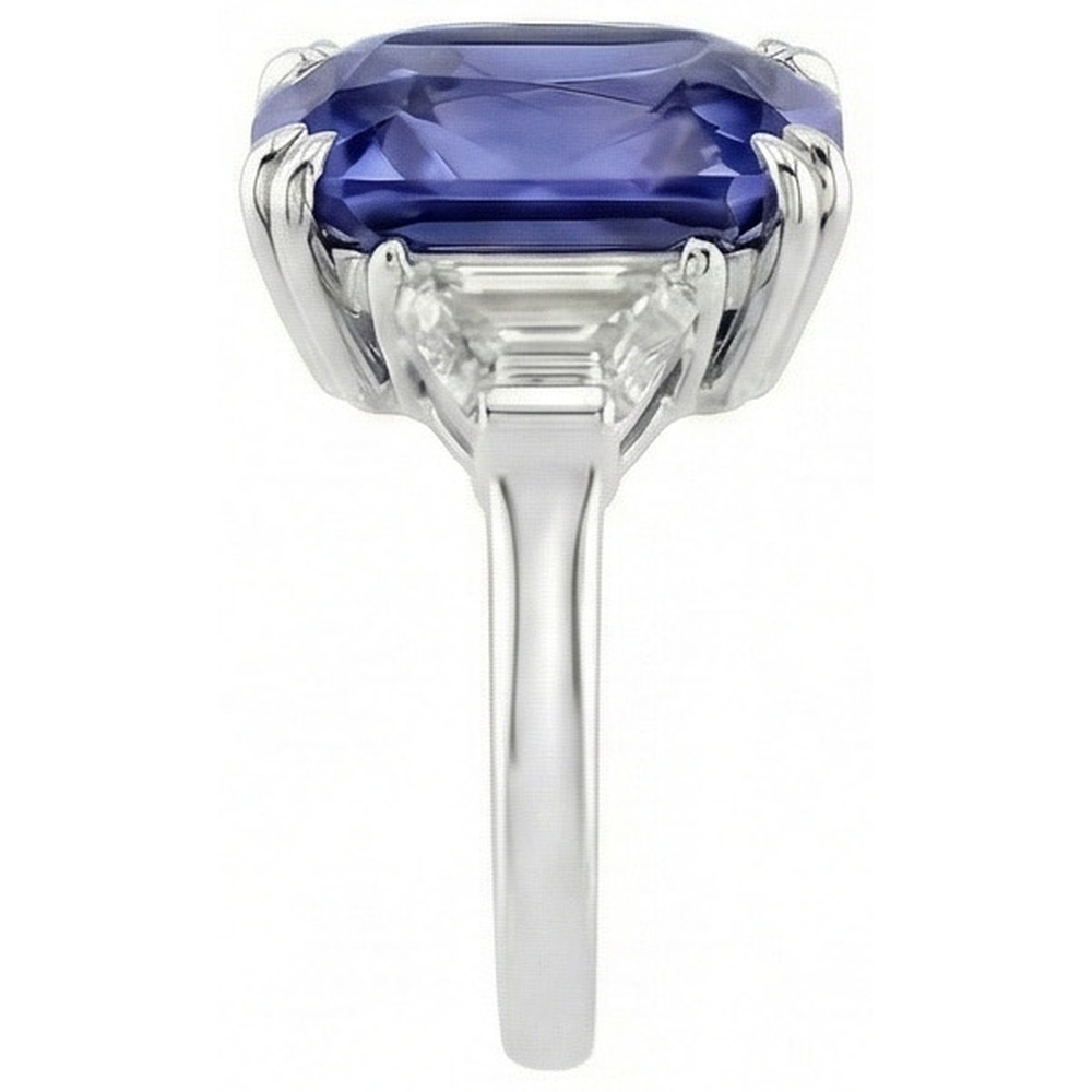 naturel radiant saphir 4carats bague vue de profil
