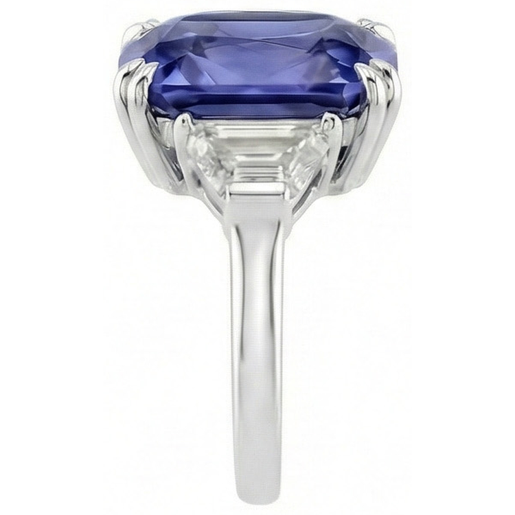 naturel radiant saphir 4carats bague vue de profil