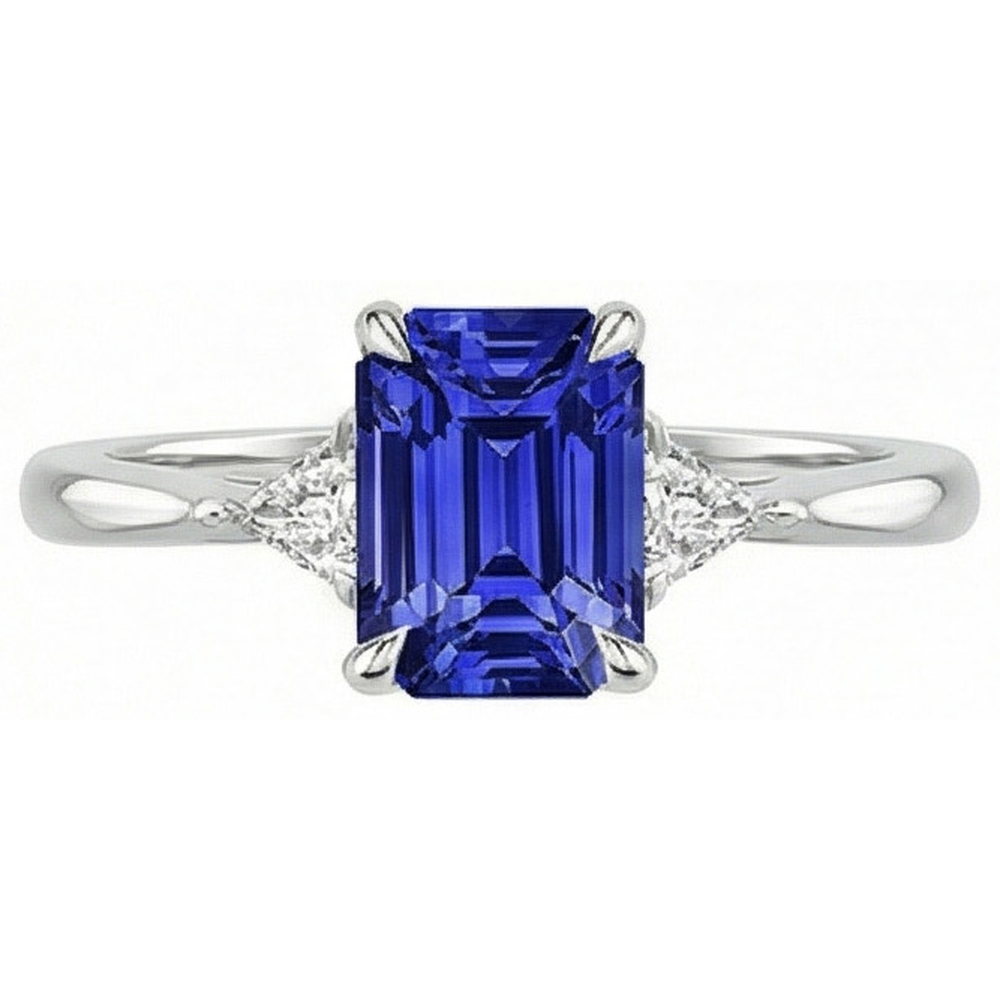 naturel trillion diamant 3.50carats bague angle de côté