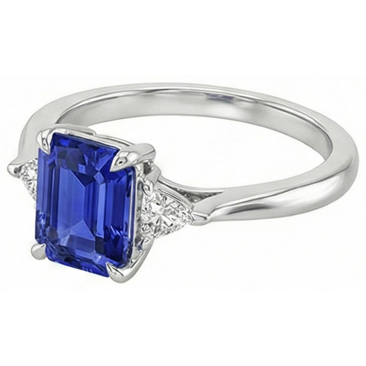 naturel trillion diamant 3.50carats bague détail rapproché