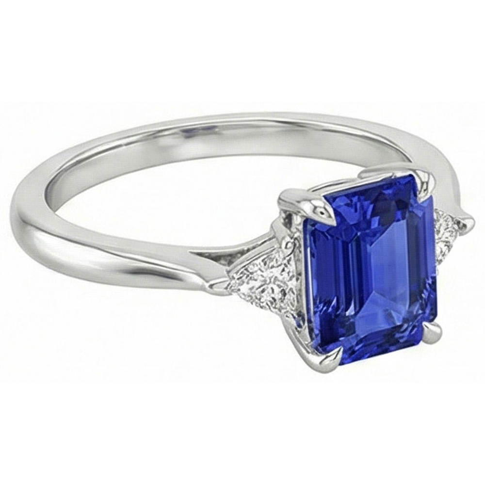 naturel trillion diamant 3.50carats bague vue de dessus