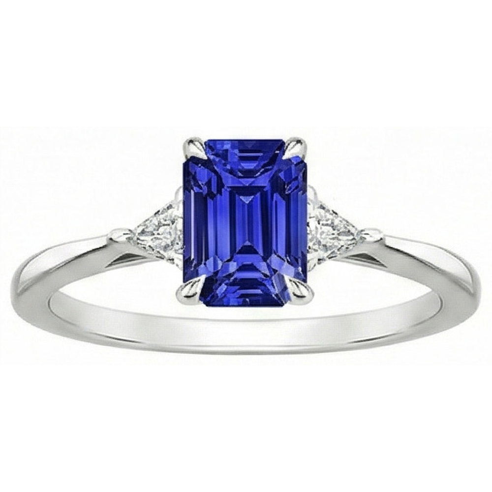 naturel trillion diamant 3.50carats bague vue de profil