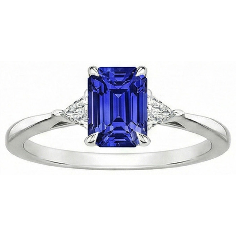 naturel trillion diamant 3.50carats bague vue de profil