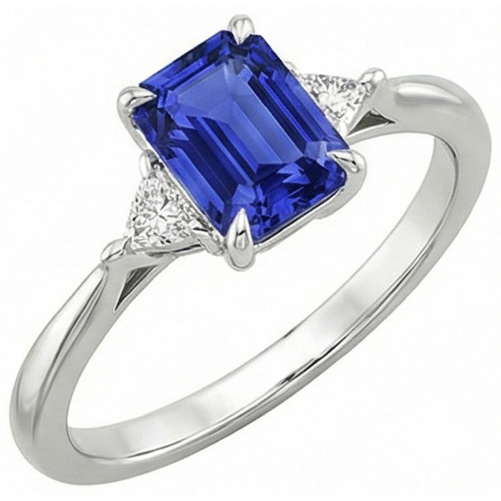naturel trillion diamant 3.50carats bague sur blanc