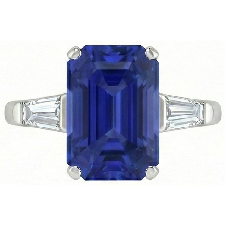 naturel baguette diamant 4.50carats bague vue de face