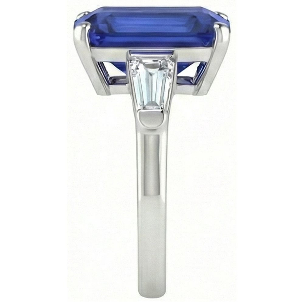 naturel baguette diamant 4.50carats bague vue de dessus