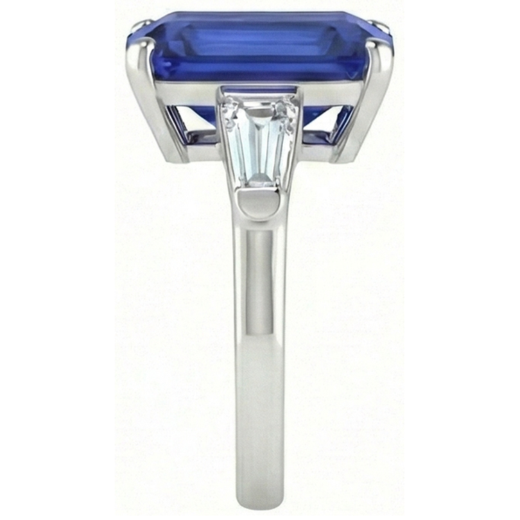 naturel baguette diamant 4.50carats bague vue de dessus
