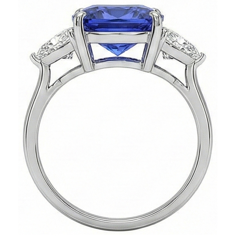 naturel trillion diamant 3carats bague vue de profil