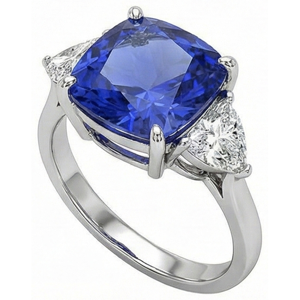 naturel trillion diamant 3carats bague détail rapproché