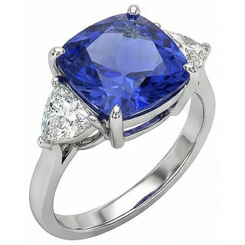 naturel trillion diamant 3carats bague vue de face