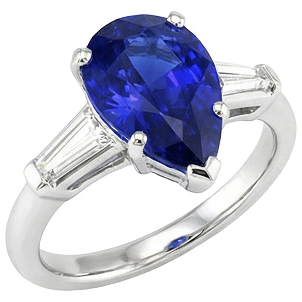 naturel baguette diamant 4.50carats bague angle de côté