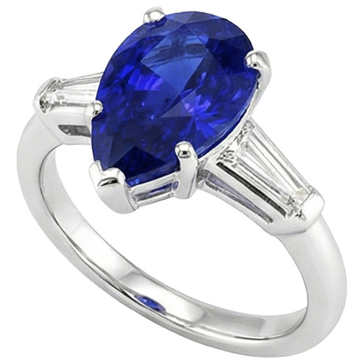 naturel baguette diamant 4.50carats bague vue de dessus