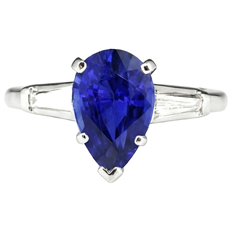 naturel baguette diamant 4.50carats bague vue de profil