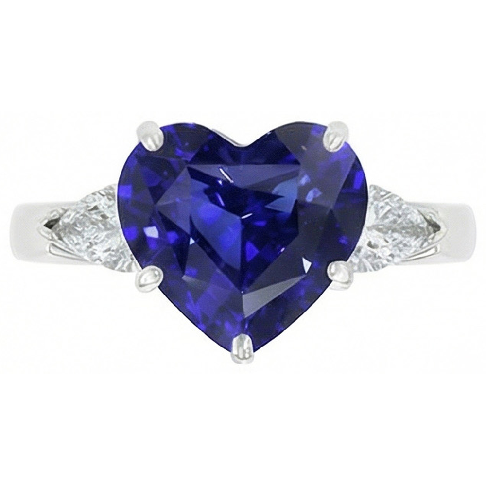 naturel pear diamant 4carats bague sur blanc