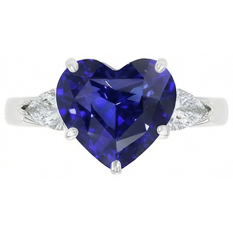 naturel pear diamant 4carats bague sur blanc