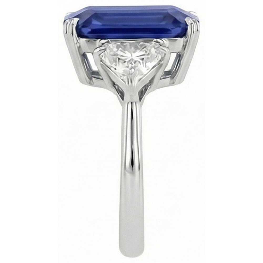 naturel trillion saphir 4.50carats bague vue de dessus
