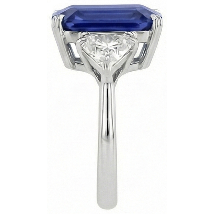 naturel trillion saphir 4.50carats bague vue de dessus
