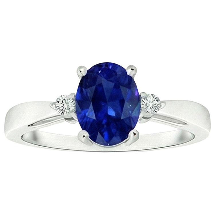 naturel oval saphir 4.75carats bague angle de côté