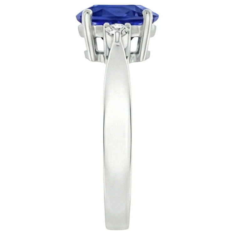 naturel oval saphir 4.75carats bague vue de profil