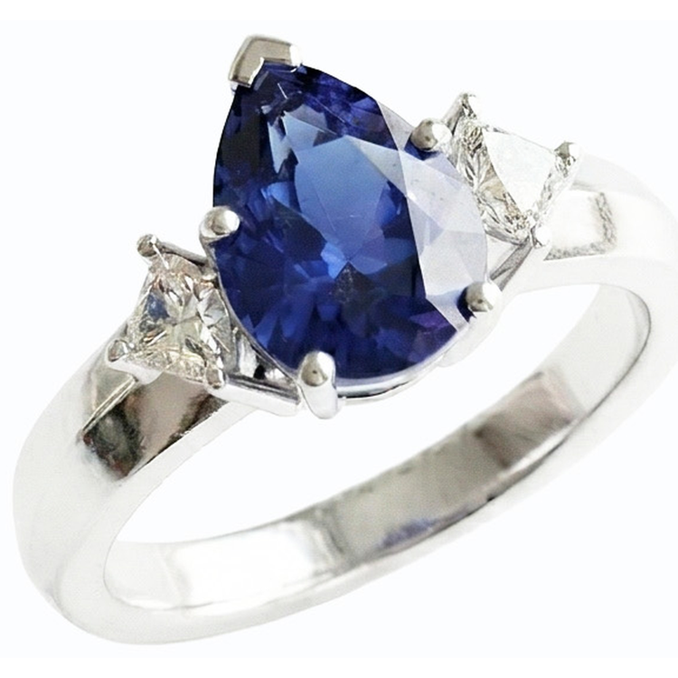 naturel pear diamant 3carats bague angle de côté
