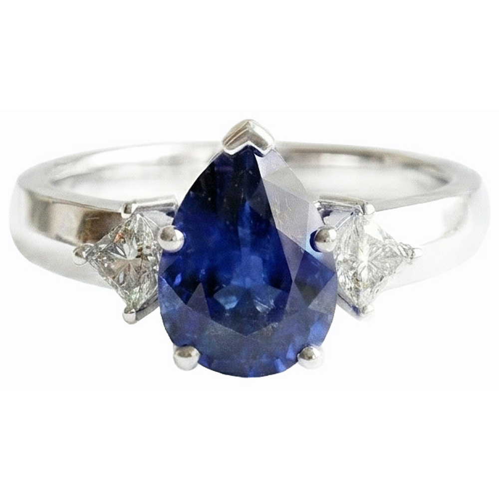 naturel pear diamant 3carats bague vue de dessus