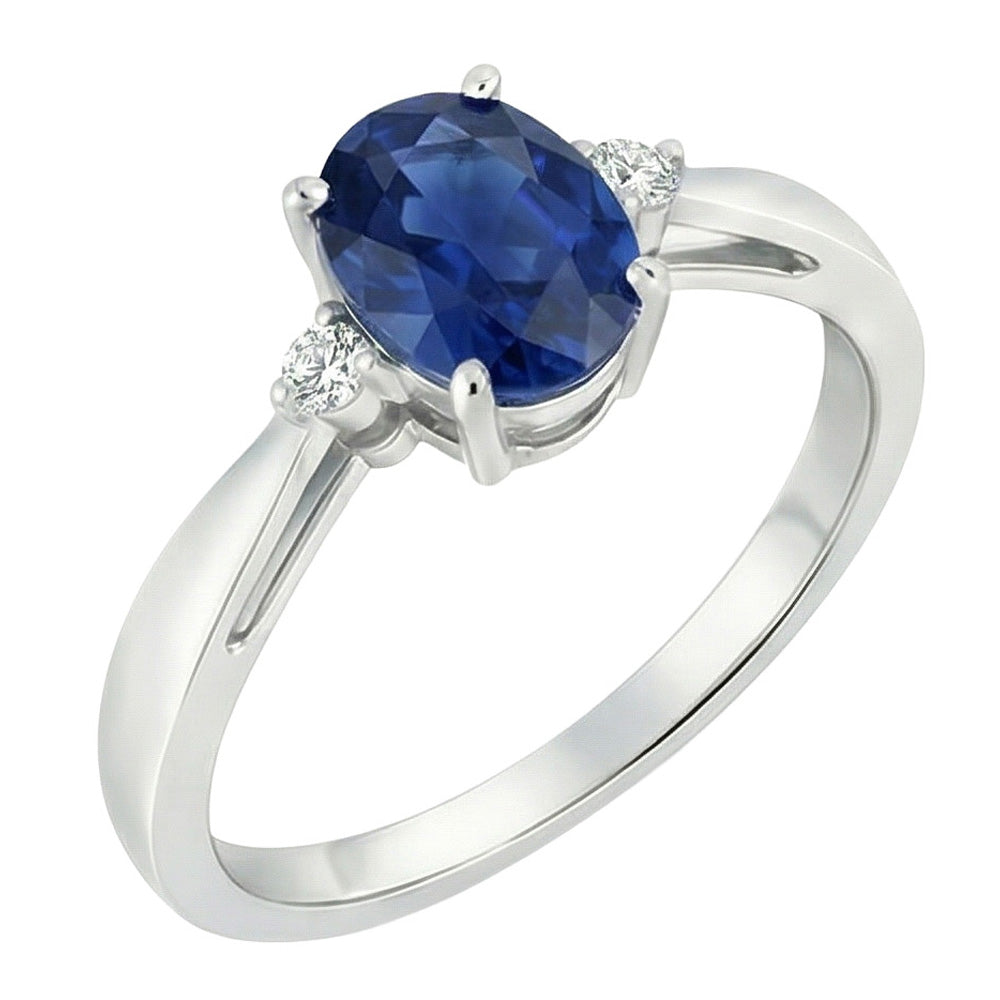 naturel oval saphir 3.20carats bague vue de face