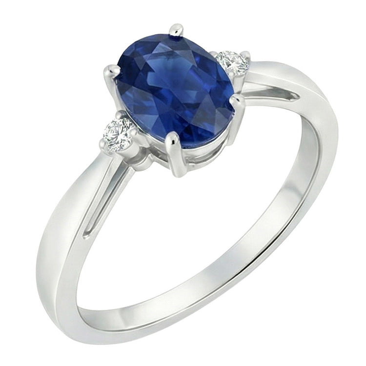naturel oval saphir 3.20carats bague vue de face