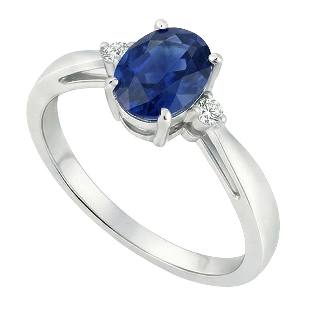 naturel oval saphir 3.20carats bague angle de côté