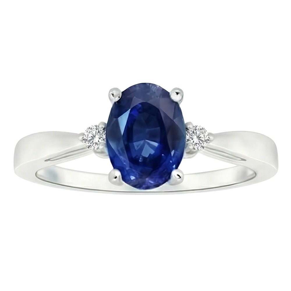 naturel oval saphir 3.20carats bague détail rapproché