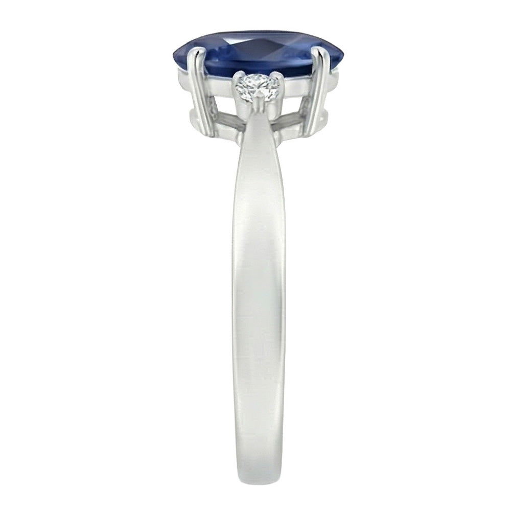 naturel oval saphir 3.20carats bague vue de dessus