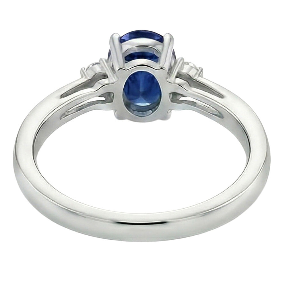 naturel oval saphir 3.20carats bague vue de profil