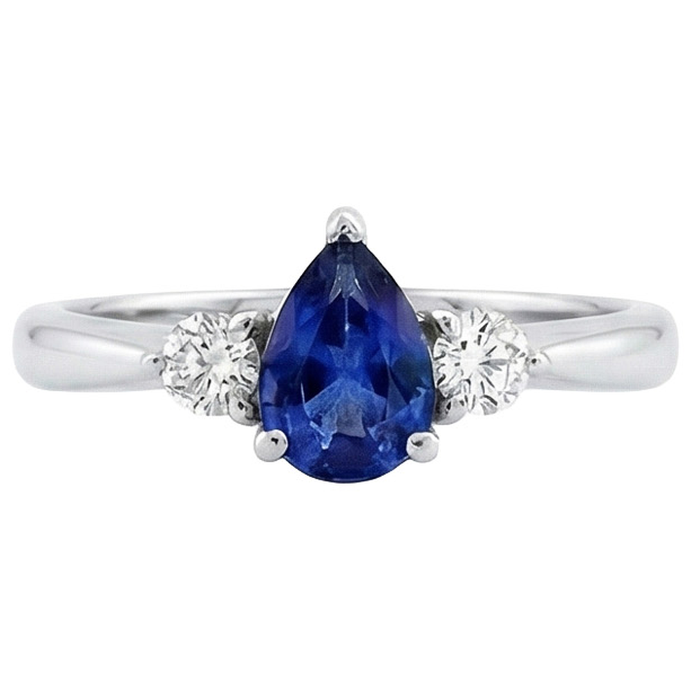 naturel round saphir 1.50carats bague angle de côté