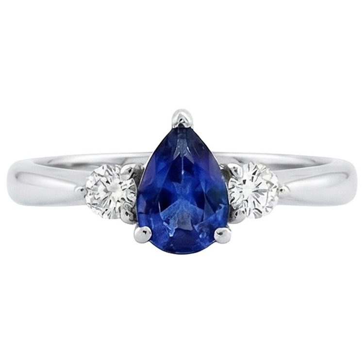 naturel round saphir 1.50carats bague angle de côté