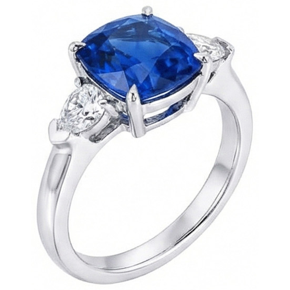 naturel cushion diamant 3.25carats bague vue de face