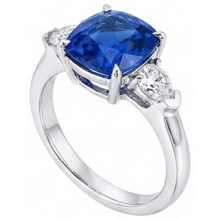 naturel cushion diamant 3.25carats bague détail rapproché