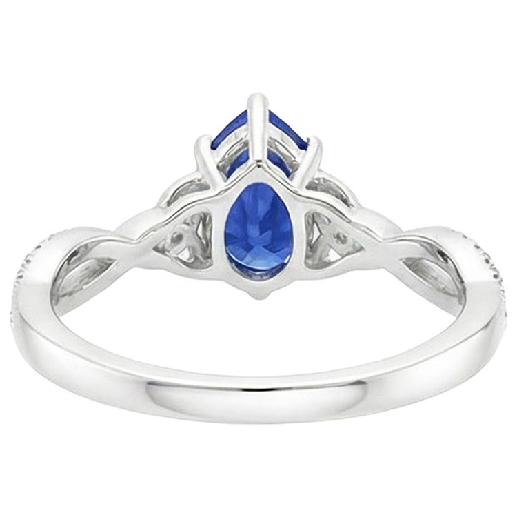Bague 3 Pierres Saphir de Ceylan & Accents de Diamants Naturels Extraits des Mines ( et non cultivés en laboratoire ) Ronds 3.75 Carats