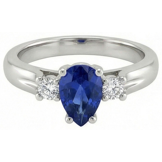 naturel pear diamant 1.70carats bague angle de côté