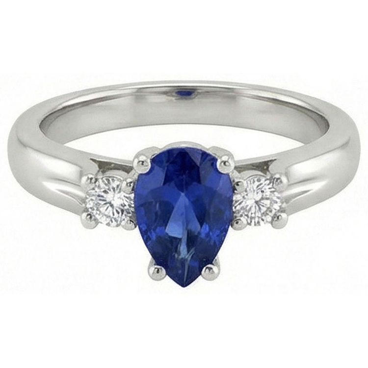 naturel pear diamant 1.70carats bague angle de côté