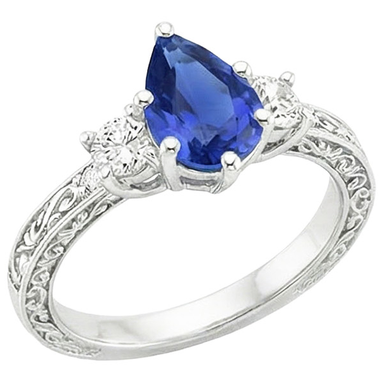 naturel pear diamant 3.50carats bague angle de côté