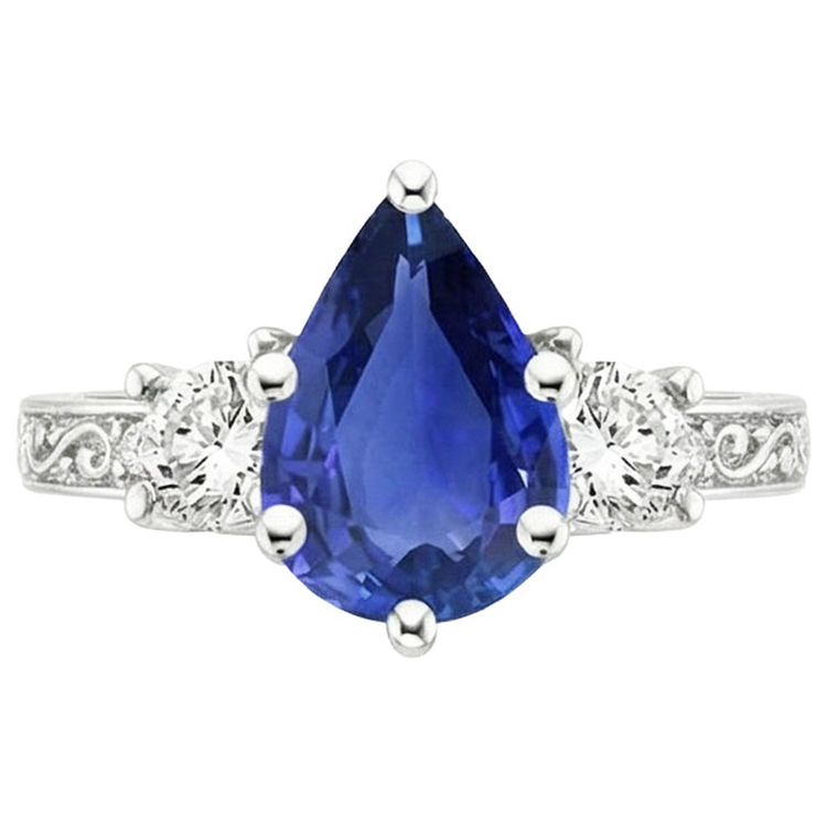 naturel pear diamant 3.50carats bague vue de profil