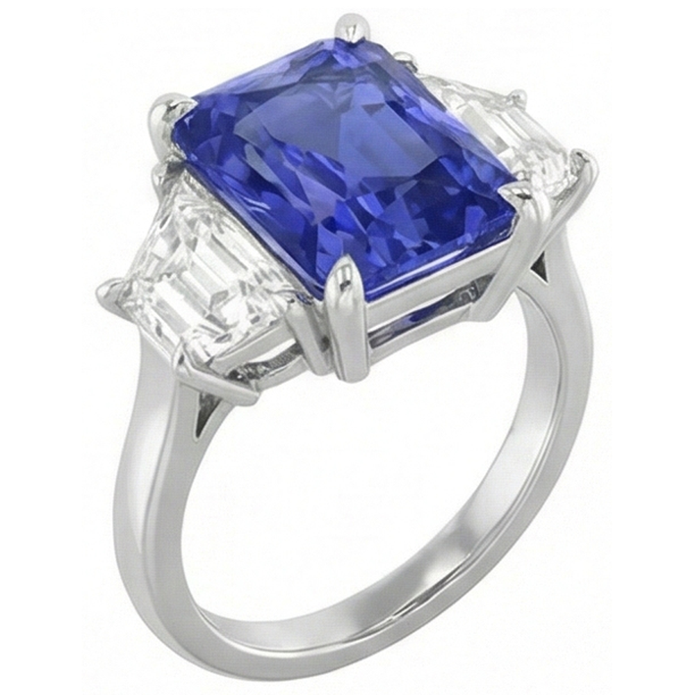 naturel radiant diamant 3.50carats bague vue de face