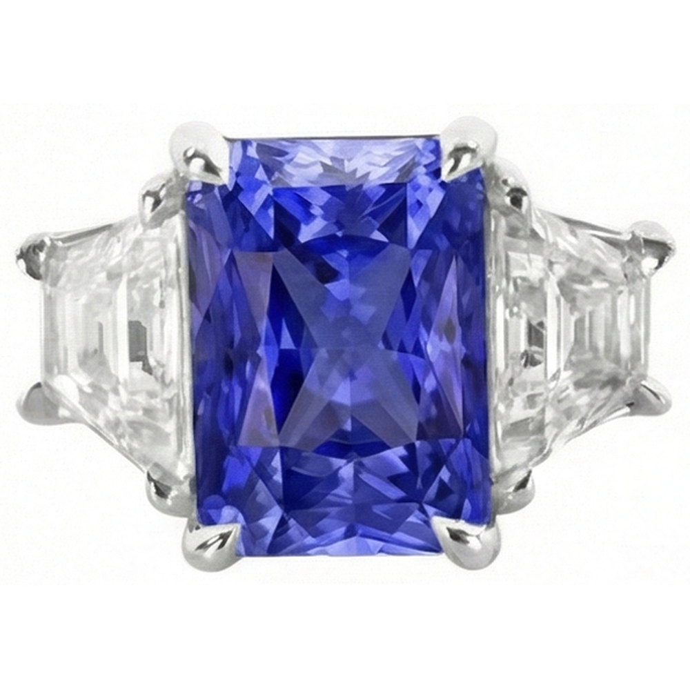 naturel radiant diamant 3.50carats bague angle de côté
