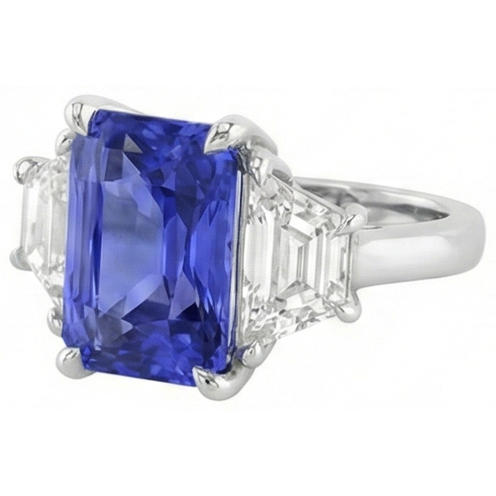 naturel radiant diamant 3.50carats bague détail rapproché