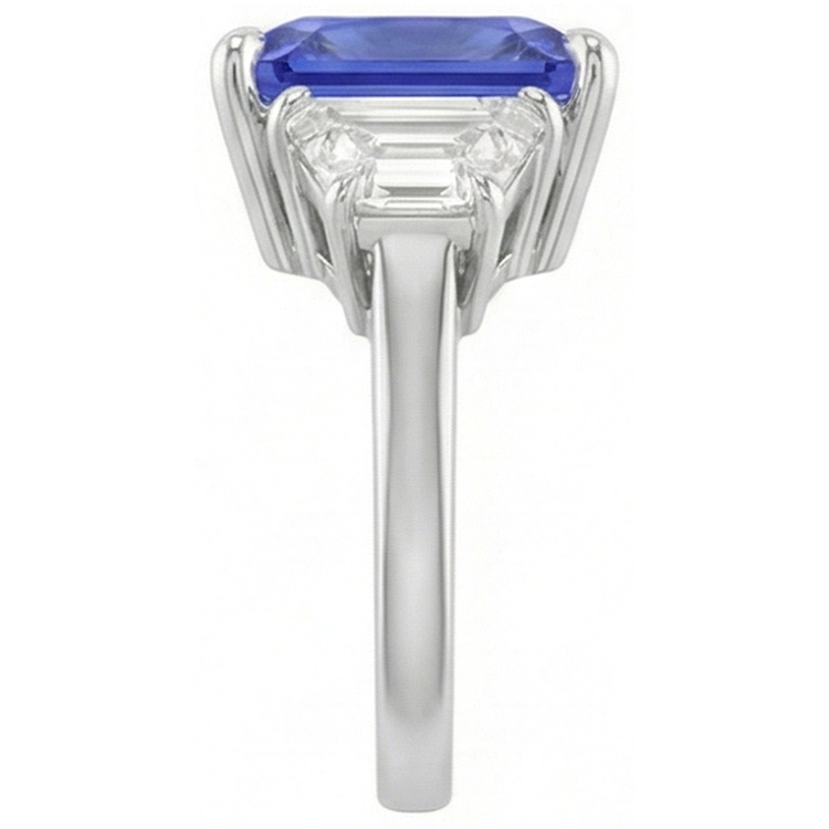naturel radiant diamant 3.50carats bague vue de profil