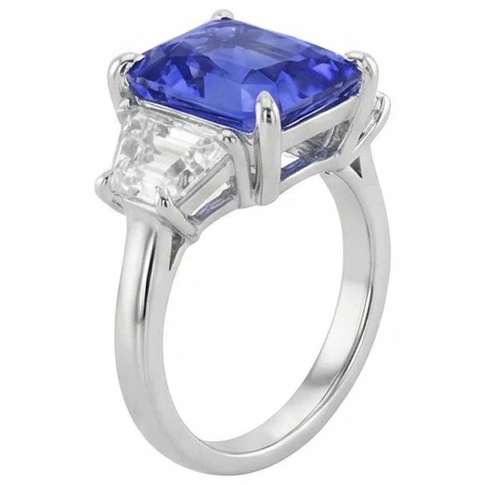 naturel radiant diamant 3.50carats bague vue de dessus