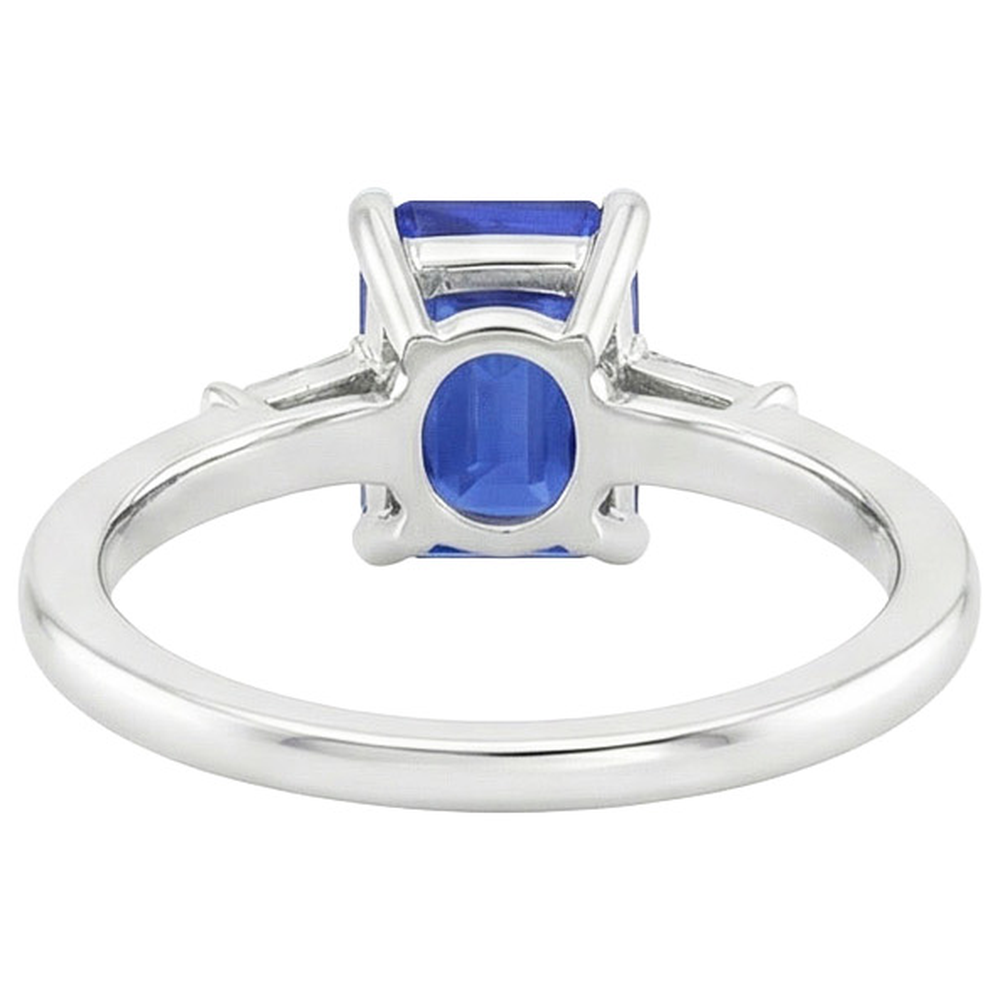 naturel baguette saphir 3.50carats bague détail rapproché