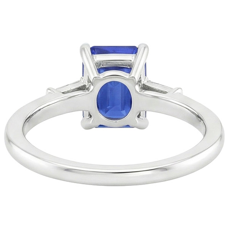 naturel baguette saphir 3.50carats bague détail rapproché