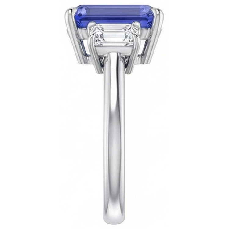 Bague 3 Saphirs Bleus Sertis De Diamants
